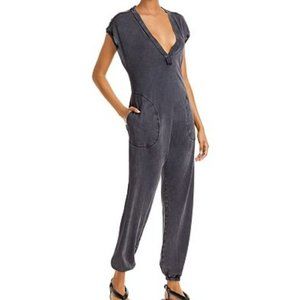 FP Movement Hot Shot V-Neck Onesie - Washed Black - Size (S)